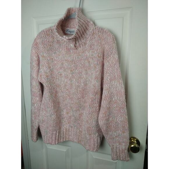 Donagain Woman L Sweater Pink Button Collared Long Sleeve Casual Big Knit... - Picture 2 of 9